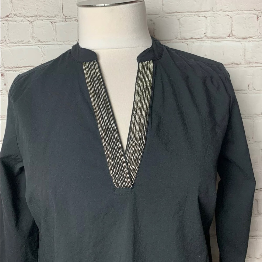Soft Surroundings Black V-neck embellished blouse - Picture 4 of 5